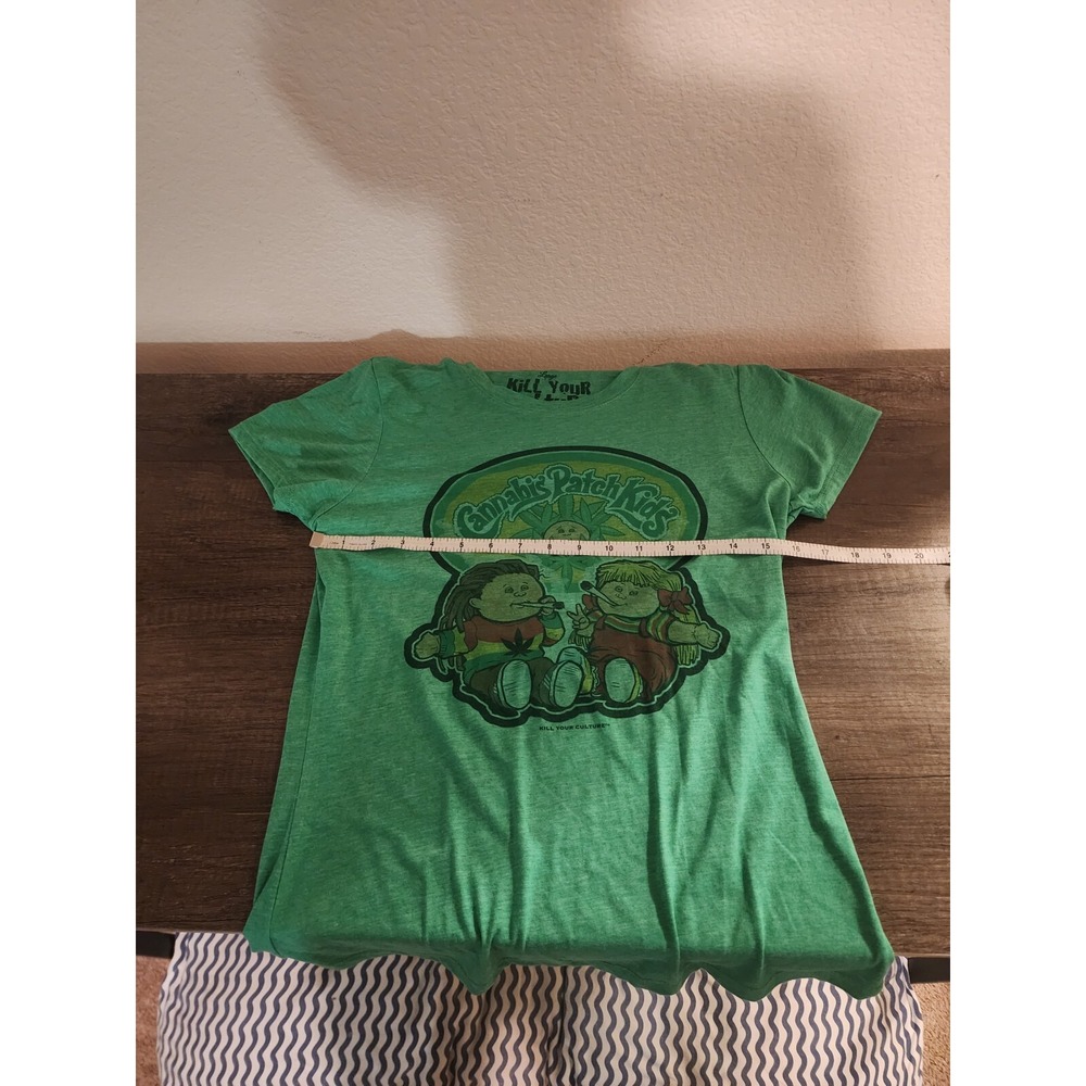 Kill Your Culture Cannabis Patch Kids Graphic Tee Green Heather Large   175 - Picture 7 of 11